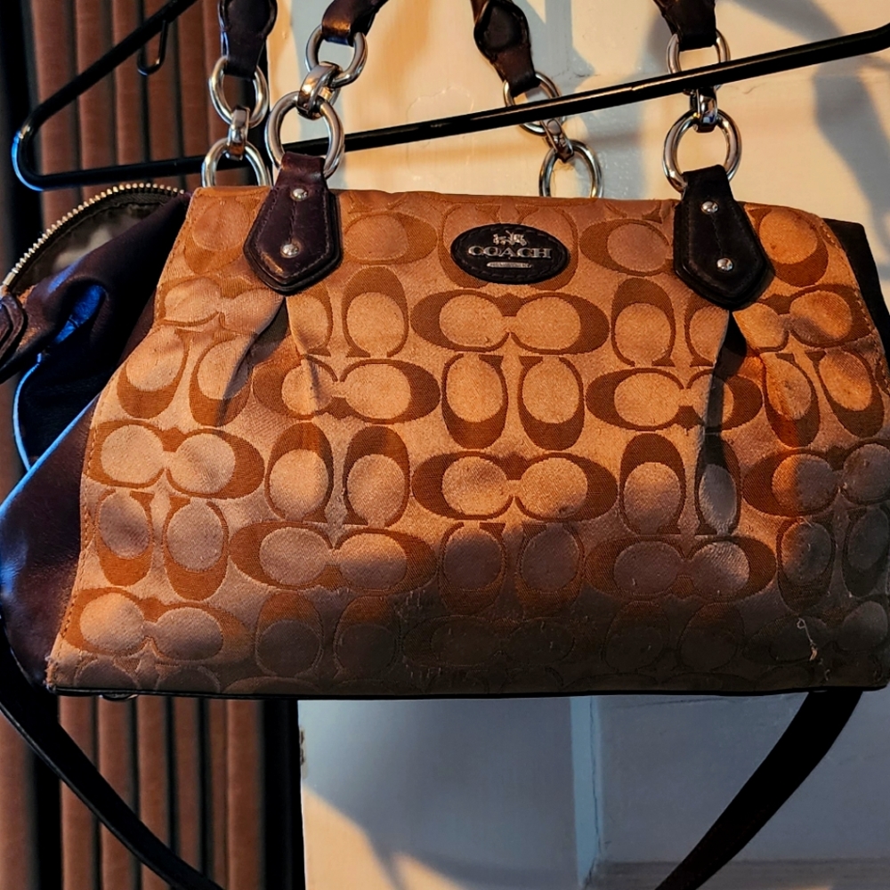 Purple and tan Coach bag